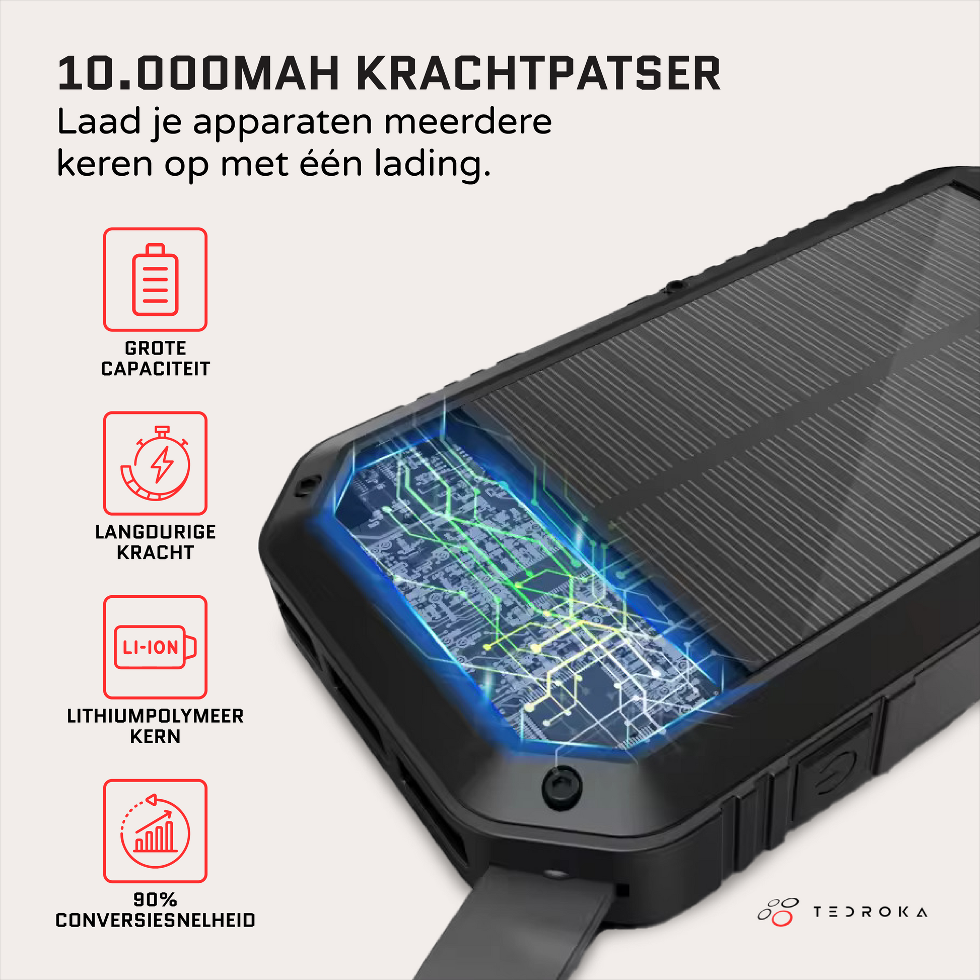 Tedroka® Zonne-energie Power Bank