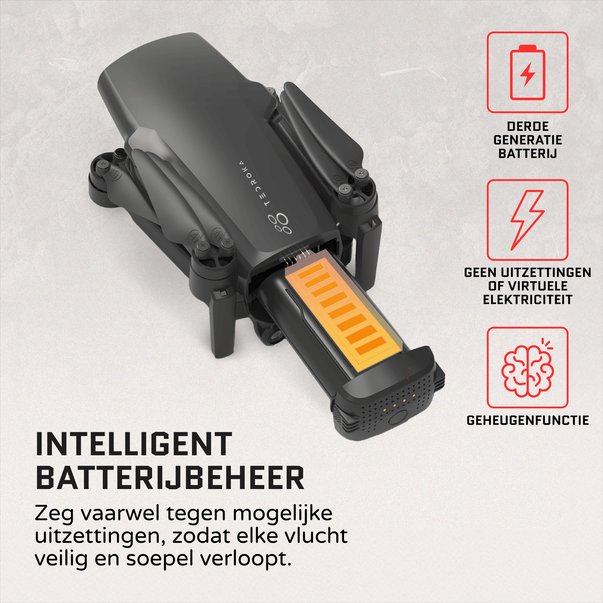 Tedroka® 1 inch Professionele Dronemet Draagbare Tas en 3 Accu's