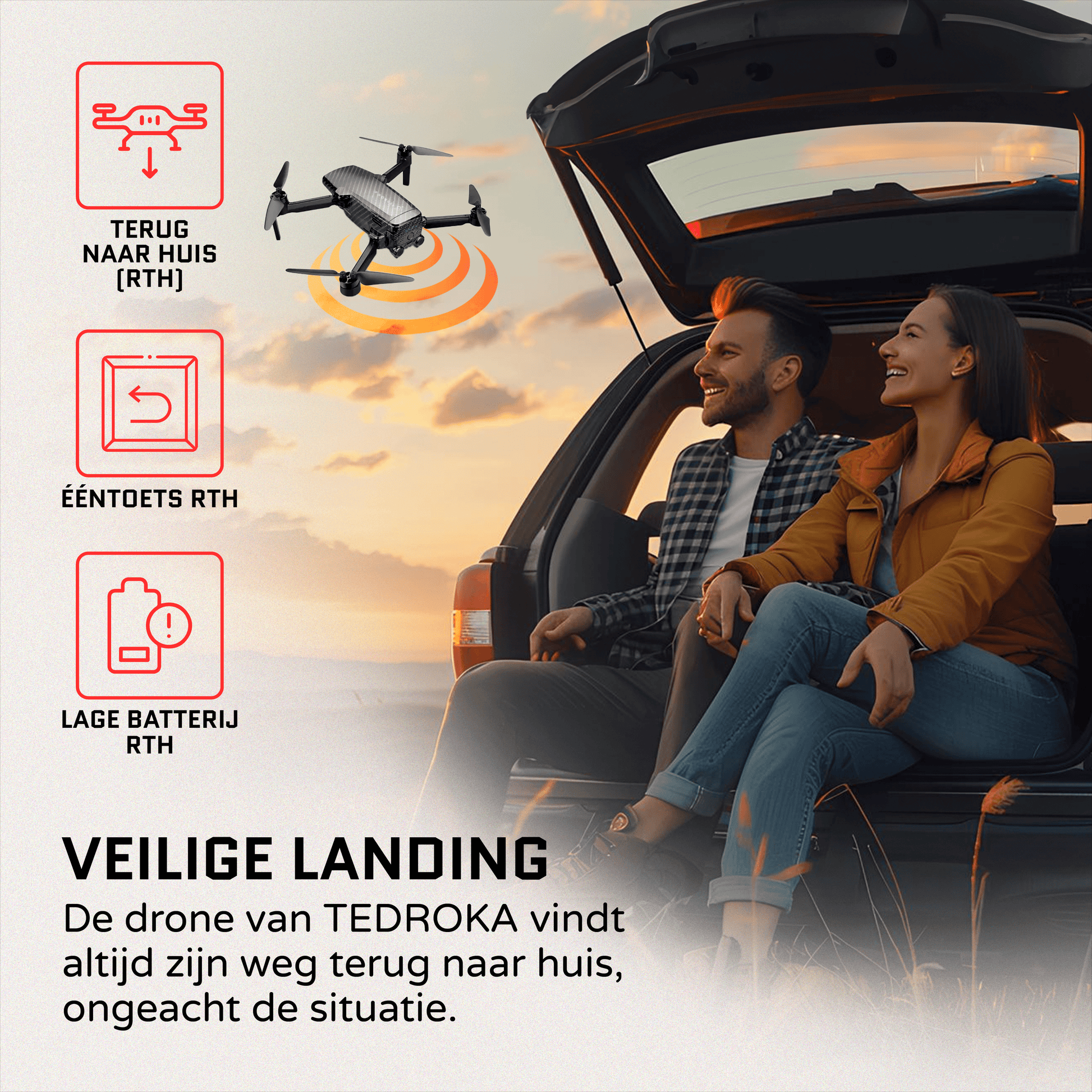 Tedroka® 1 inch Professionele Dronemet Draagbare Tas en 3 Accu's