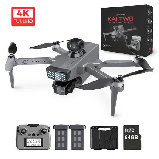 Tedroka® KAI TWO 4K GPS Drone - 3-assige Gimbal - Onder 249g - 25 min Vlucht, 5G Transmissie,360º Obstakel Vermijding - RC Drone - EIS Anti-Schok - Auto Return - Lichtgewicht voor Volwassenen en Beginners