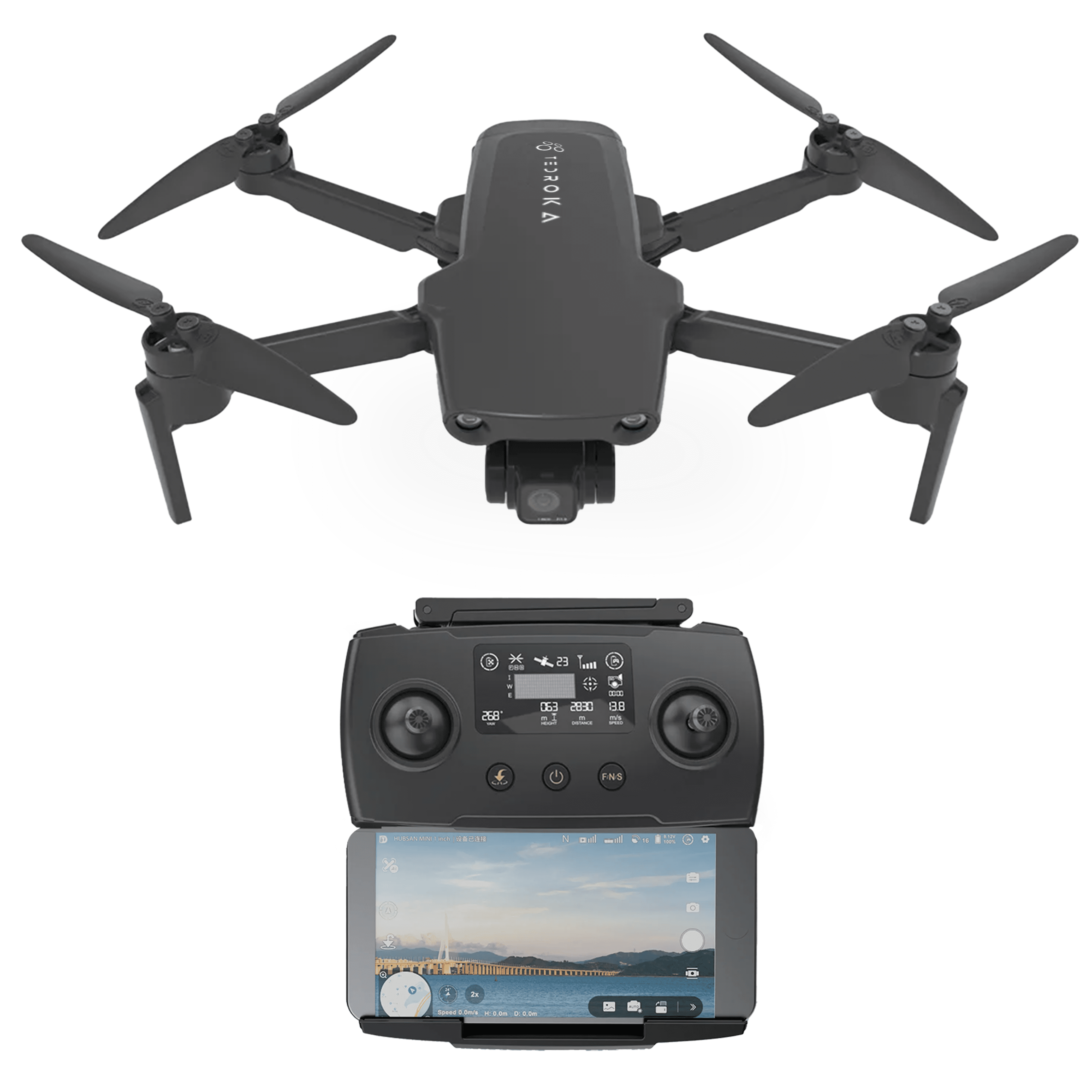 Tedroka® 1 INCH drone - met GPS 4K 1 inch -camera - Vliegtijd van 105 minuten - 4K UHD-video - inclusief 3 batterijen, ingebouwde obstakelvermijding draagbare tas en 64 GB SD kaart