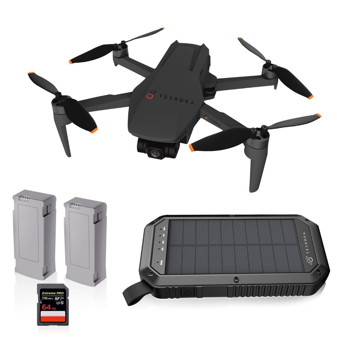 Tedroka® B5 mini Drone met 4K Camera, GPS, 52 min Vliegtijd, FPV, Inc. 2 Batterijen, Powerbank 10.000mah, draagbare tas en 64GB SD Kaart.