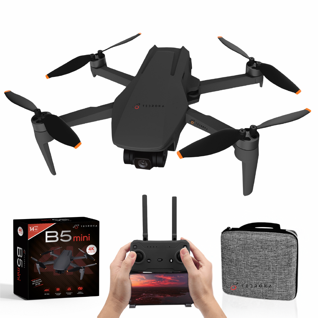 Tedroka B5 Mini Drone met GPS 4K-camera | Vliegtijd van 26 minuten | WIFI FPV Borstelloze Drone | Professionele Mini Drone | 4K UHD-video in een inklapbaar lichtgewicht ontwerp