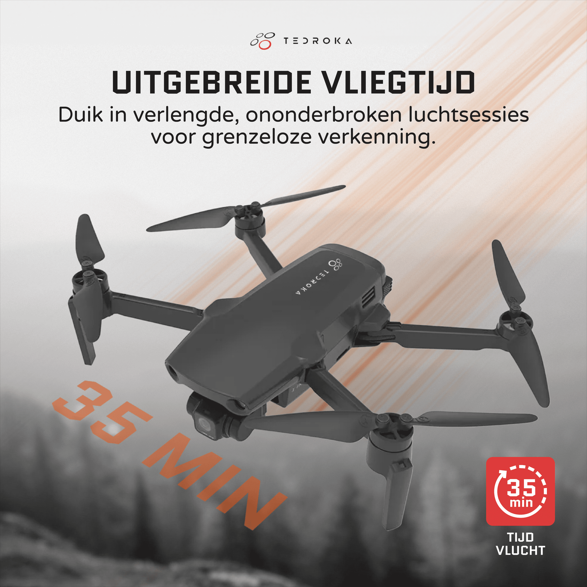 Tedroka® 1 INCH drone - met GPS 4K 1 inch -camera - Vliegtijd van 105 minuten - 4K UHD-video - inclusief 3 batterijen, ingebouwde obstakelvermijding draagbare tas en 64 GB SD kaart