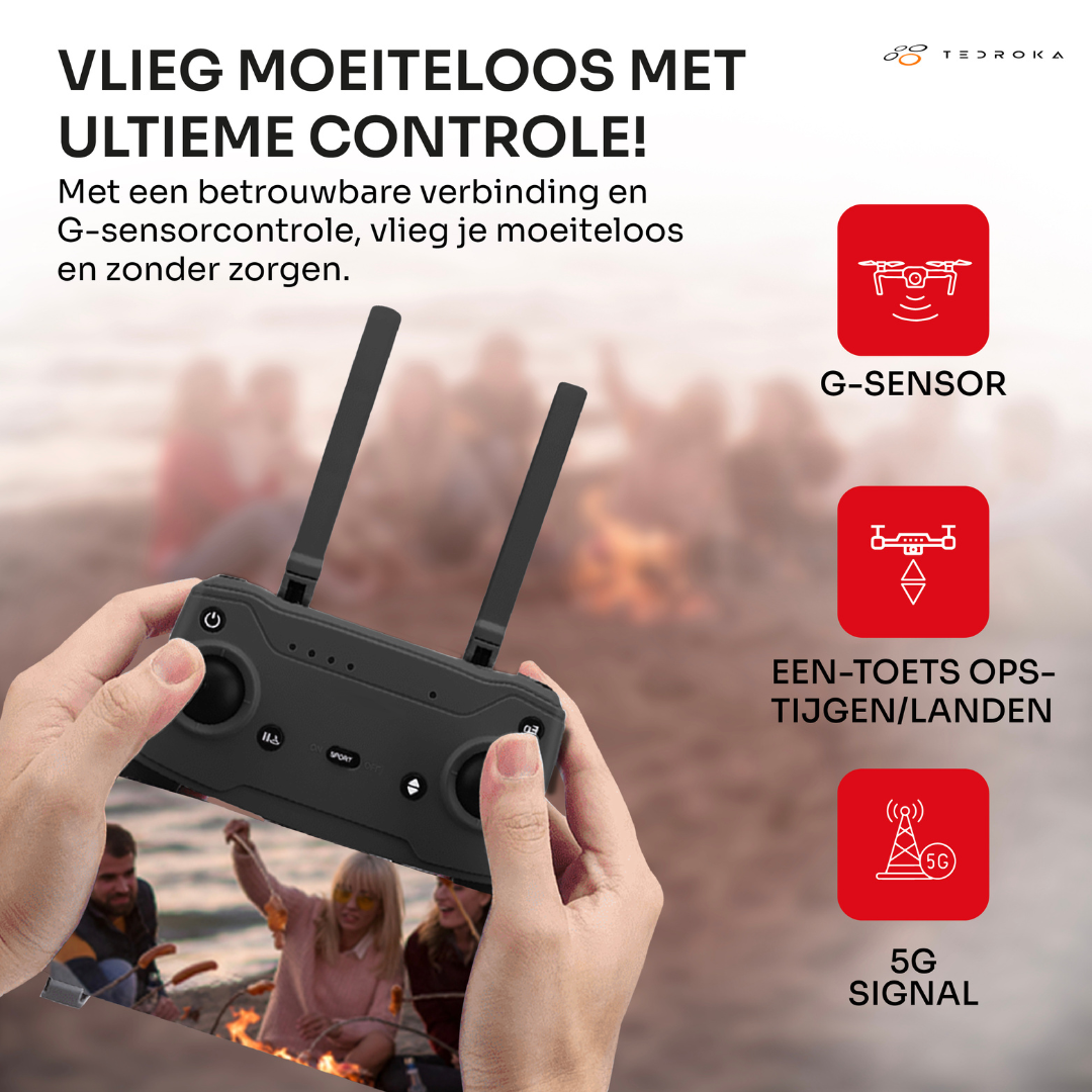 Tedroka B5 Mini Drone met GPS 4K-camera | Vliegtijd van 26 minuten | WIFI FPV Borstelloze Drone | Professionele Mini Drone | 4K UHD-video in een inklapbaar lichtgewicht ontwerp