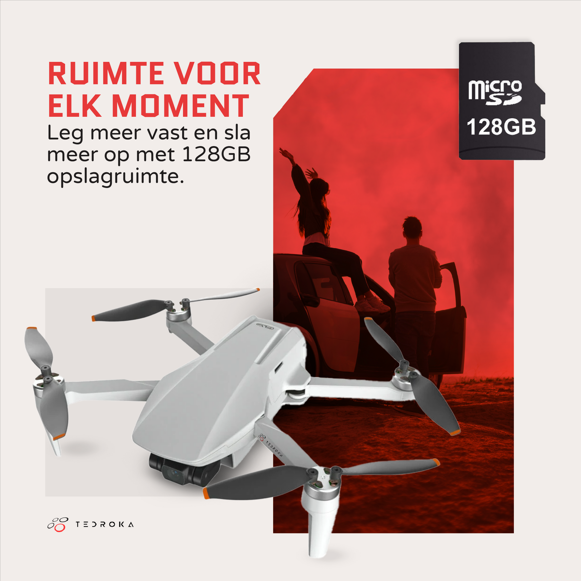 Tedroka® CFLY Mini 2 Drone – 4K UHD Camera, 66 Minuten Vliegtijd, 5000m Bereik, GPS & GLONASS, 3-Assige Gimbal, 128GB Opslag, 20MP Foto, Onder 249g, Intelligente Vluchtmodi, Visuele Tracking, 4K/30FPS QuickShots, Max 5KM Transmissie