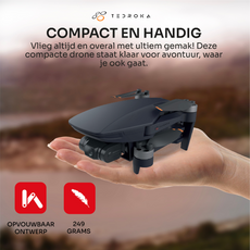 Tedroka B5 mini Professionele Drone met 4K Camera, GPS, 52 min Vliegtijd, FPV, Inclusief 2 Batterijen, Powerbank, Cameratas, Draagbare Tas, Landing Pad en 64GB SD Kaart