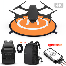 Tedroka® 1 inch Professionele Drone - GPS - 16KM FPV - 4K Drone - Camera 3-Axis Gimbal - 30FPS - 35 Min Vluchttijd - AI Tracking - 3D Flip - Obstakel Vermijding - RC Drone - Draagbare Tas - 3 Accu's - Tedroka Cameratas+powerbank+landing pad+regenhoes