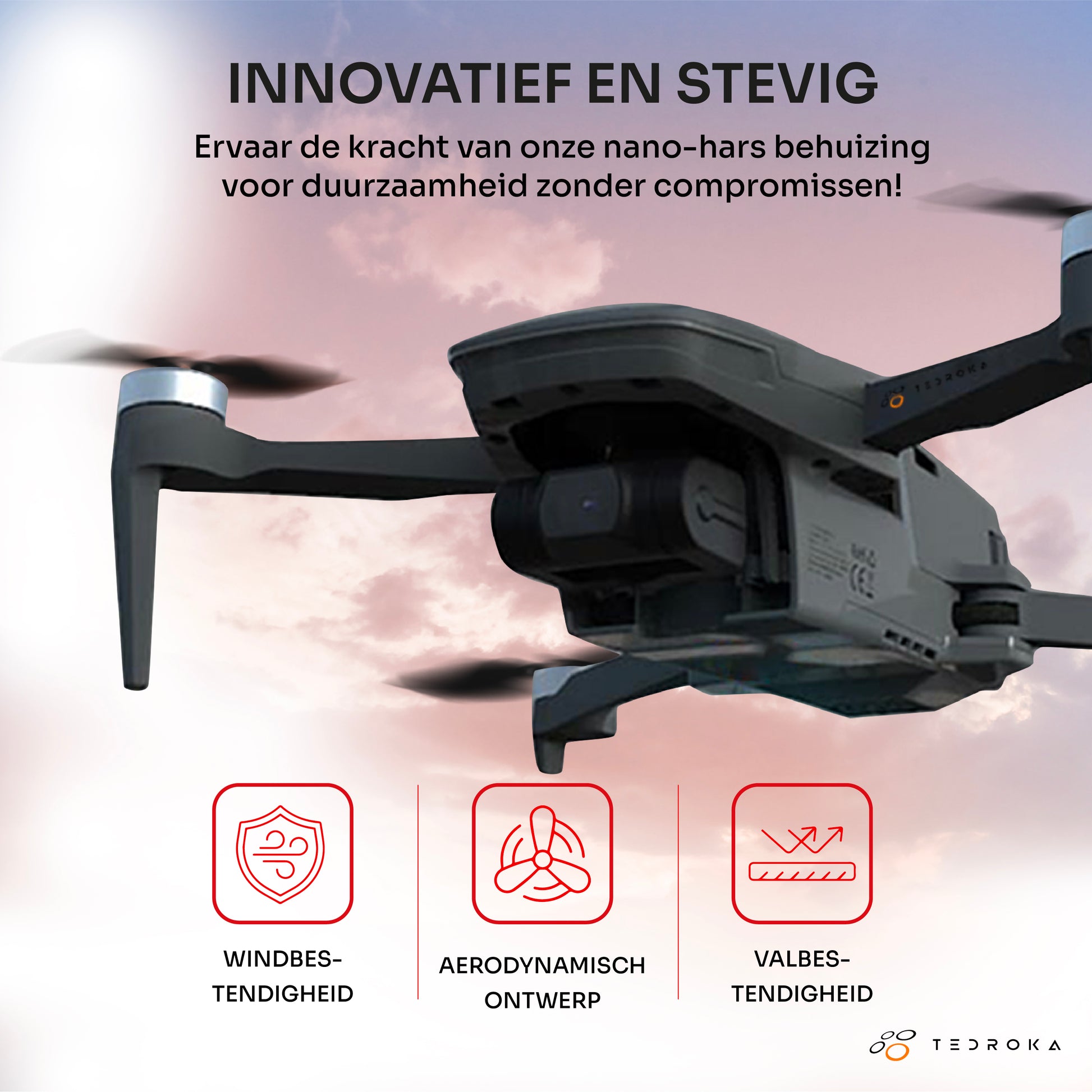 Tedroka B5 Mini Drone met GPS 4K-camera | Vliegtijd van 26 minuten | WIFI FPV Borstelloze Drone | Professionele Mini Drone | 4K UHD-video in een inklapbaar lichtgewicht ontwerp