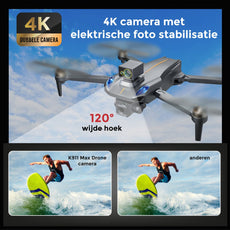 Tedroka K911 Max-Drone met 4K camera- Drone met obstakelvermijding -Inclusief GPS-Drone met camera voor volwassenen-Geen vliegbewijs nodig-800 m bereik -Borstelloze motoren-Inclusief draagbare tas, twee batterijen op.